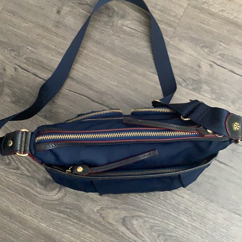 MZ Wallace Navy Crossbody Bag with Gold Hardware and Red Trim - Picture 4 of 10